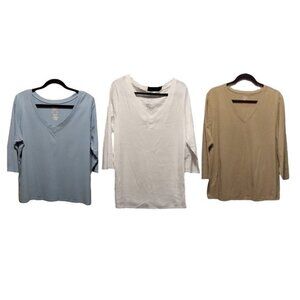3 V-Neck 3/4 Sleeve Tee Tops Size 18-20 (2X)